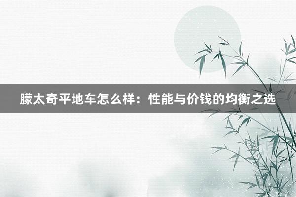 朦太奇平地车怎么样：性能与价钱的均衡之选